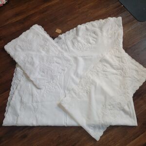 VTG Madeira Embroidered 66x104 Banquet Tablecloth 12 Placemats Table Runner set